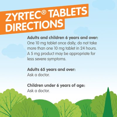 Zyrtec Antihistamine Allergy Tablets, 10 mg 120 ct.