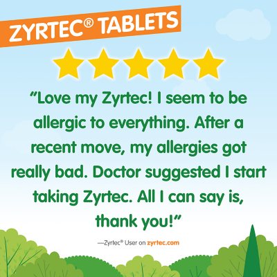Zyrtec Antihistamine Allergy Tablets, 10 mg 120 ct.