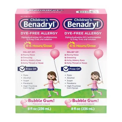 Childrenâ€™s Benadryl Allergy Liquid, Bubblegum, 8 fl. oz., 2 pk.