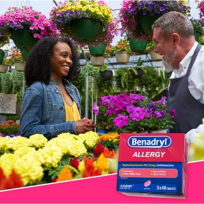 Benadryl Ultratabs Allergy Tablets, 25 mg diphenhydramine HCI 48 ct., 3 pk.