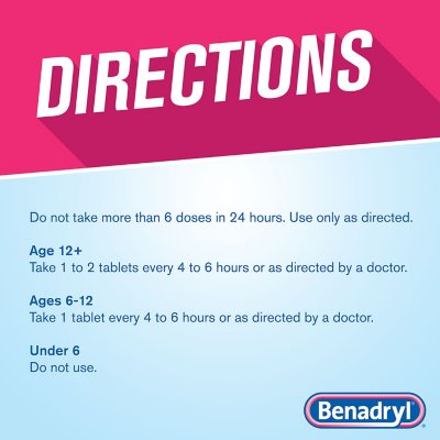 Benadryl Ultratabs Allergy Tablets, 25 mg diphenhydramine HCI 48 ct., 3 pk.