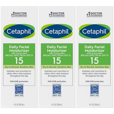 Cetaphil Daily Facial Moisturizer with Sunscreen, SPF 15, 4 oz., 3 pk.