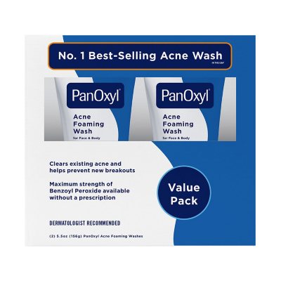 PanOxyl Akne-Reinigungsschaum, 10 % Benzoylperoxid, 163 ml, Doppelpackung