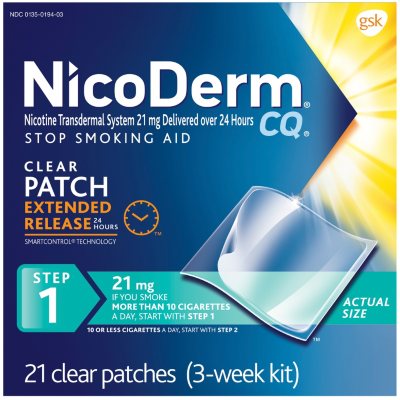 NicoDerm Clear CQ Patch Step 1, 21 mg, 21 ct.