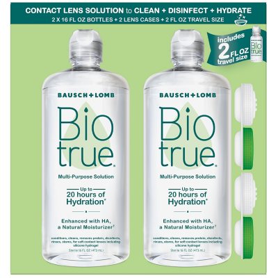 Biotrue Contact Lens Solution for Soft Contact Lenses, Multi-Purpose 16 fl. oz., 2 pk. + 2 fl. oz.