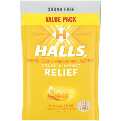 Halls Relief Honey Lemon Sugar-Free Cough Drops Value Pack, 180 ct.