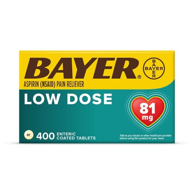 Bayer Low Dose Aspirin Pain Reliever Tablets, 81 mg, 400 ct.