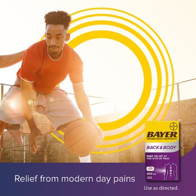 Bayer Back and Body Pain Reliever Aspirin with Caffeine, 500mg, 250 ct.