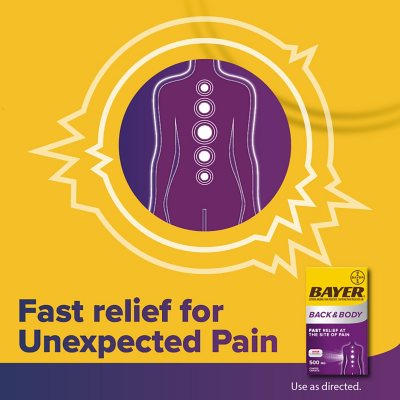Bayer Back and Body Pain Reliever Aspirin with Caffeine, 500mg, 250 ct.