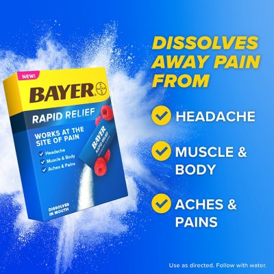 Bayer Rapid Relief Powder Packs with Aspirin & Caffeine, 60 ct.