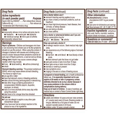 Bayer Rapid Relief Powder Packs with Aspirin & Caffeine, 60 ct.