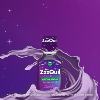 ZzzQuil Nighttime Sleep-Aid Liquid, Warming Berry 12 fl. oz./pk., 3 pk.