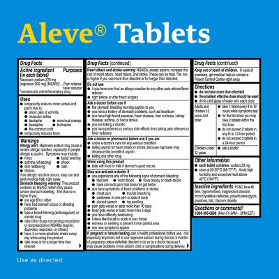 Aleve Pain Reliever Tablets, 220 mg Naproxen Sodium, Soft-Grip Arthritis Cap, 320 ct.