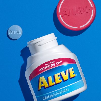 Aleve Pain Reliever Tablets, 220 mg Naproxen Sodium, Soft-Grip Arthritis Cap, 320 ct.