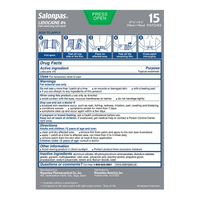 Salonpas Lidocaine Pain-Relieving Gel-Patch, 15 ct.