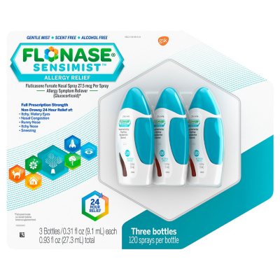 FLONASE Sensimist Allergy 24 Hour Relief Spray 120 sprays per bottle, 3 ct.