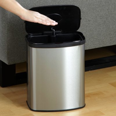 Nine Stars Stainless Steel Sensor Trash Can Set - 13.2 gal. / 2.1 gal.