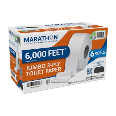 Marathon Jumbo Roll 2-Ply Toilet Paper 1000 ft./roll, 6 rolls