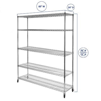 Seville Classics 5-Level Large Chrome Shelving Unit