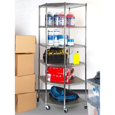 Seville Classics NSF Heavy-Duty Steel 6 Level Corner Shelf, 28" L x 28" W x 75.5" H