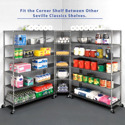 Seville Classics NSF Heavy-Duty Steel 6 Level Corner Shelf, 28" L x 28" W x 75.5" H