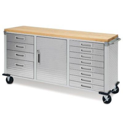Seville ClassicsÃÂ® UltraHDÃÂ® 12-Drawer Rolling Workbench, 77" W x 20" D x 37.5" H