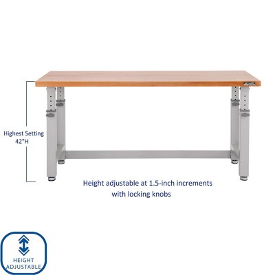 Seville Classics UltraHD Height Adjustable Workbench, 72" W x 25" D x 28.5Ã¢ÂÂ-42Ã¢ÂÂ H