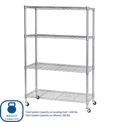Seville Classics 4-Tier Steel Wire Shelving, 36" W x 14" D x 56.5"H