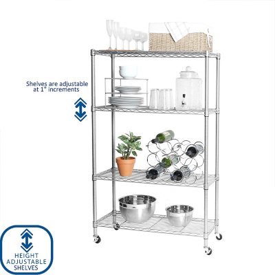 Seville Classics 4-Tier Steel Wire Shelving, 36" W x 14" D x 56.5"H