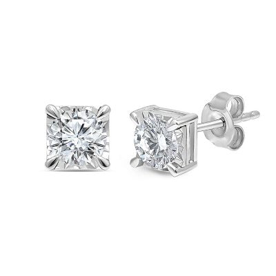 0.95 CT. T.W. Diamond Stud Earrings in 14K White Gold