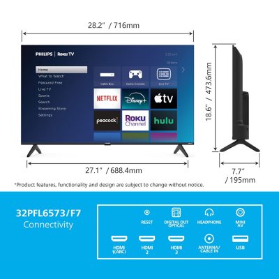 Philips 32" Class 1080p FHD Roku Smart LED TV 32PFL6573/F7