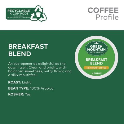 Green Mountain Coffee Breakfast Blend K-Cup Pods, 100 ct.