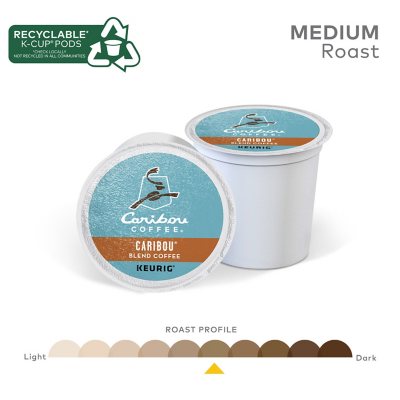 Caribou Coffee Medium Roast K-Cup Pod, Caribou Blend, 80 ct.