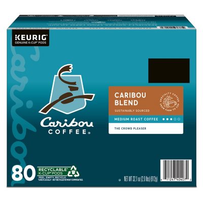 Caribou Coffee Medium Roast K-Cup Pod, Caribou Blend, 80 ct.