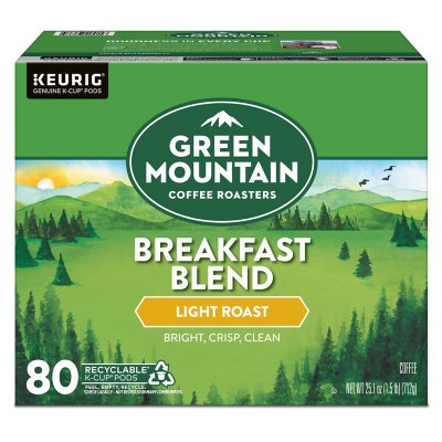 Green Mountain Coffee Roasters Light Roast Coffee Pods, Breakfast Blend, 80 ct.