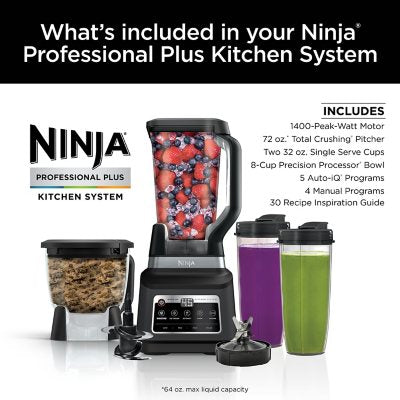 Ninja Professional Plus Kitchen System Blender and 8-Cup Food Processor with Auto-iQ