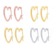 14K Gold Open Heart Hoop Earrings