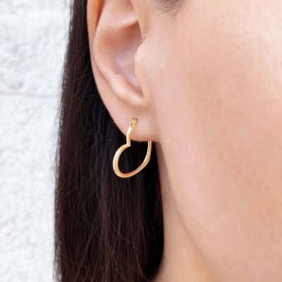 14K Gold Open Heart Hoop Earrings