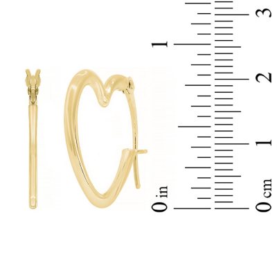 14K Gold Open Heart Hoop Earrings