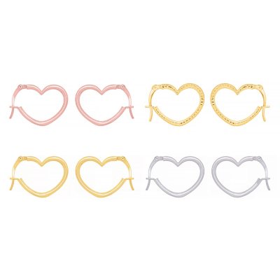 14K Gold Open Heart Hoop Earrings