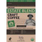 Luna Roasters Organic Estate Blend Craft Whole Bean Coffee, Dark Roast 30 oz.