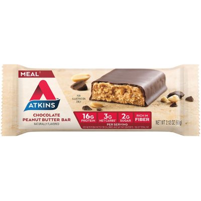 Atkins Chocolate Peanut Butter Meal Bars, High Fiber, 16g of Protein 15 ct.