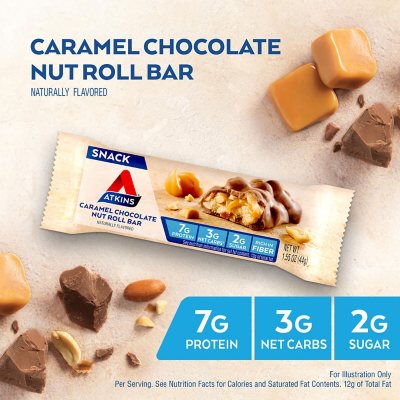Atkins Caramel Chocolate Nut Roll Snack Bar 18 ct.