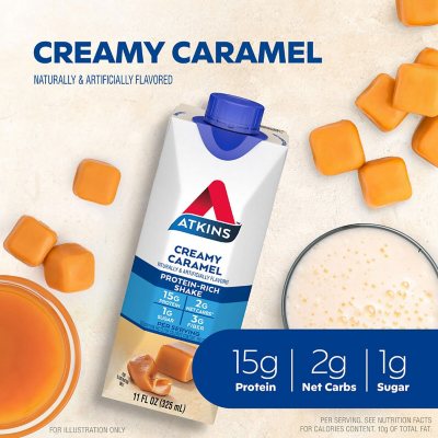 Atkins 15g Energy Protein Shake, Creamy Caramel 11 fl. oz., 15 pk.