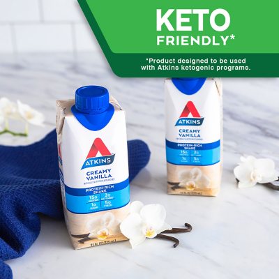 Atkins 15g Keto Protein Shake, Creamy Vanilla 11 fl. oz., 15 pk.