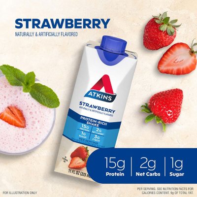 Atkins 15g Keto Protein Shake, Strawberry 11 fl. oz.,15 pk.