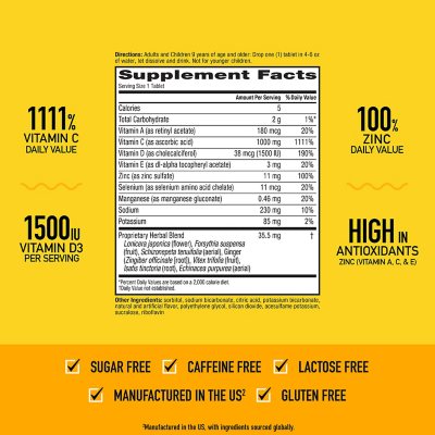Airborne Immune Support Effervescent Tablets, Sugar-Free Zesty Orange 36 ct.