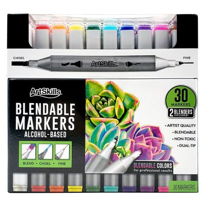 ArtSkills Dual-Tip Blendable Alcohol Marker Set, 30-Count