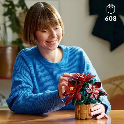 LEGO Icons Poinsettien-Pflanze Bauset und Tischdekoration, 608 Teile.