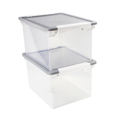 Storex File Tote, Set of 2, Clear/Gray